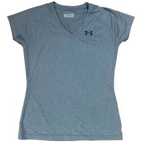 Under Armour Women's Gray Short Sleeve V-Neck Activewear T-Shirt - XS